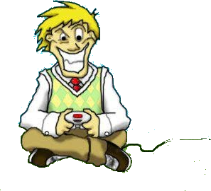 Maskot herni.cz — kluk s gamepadem